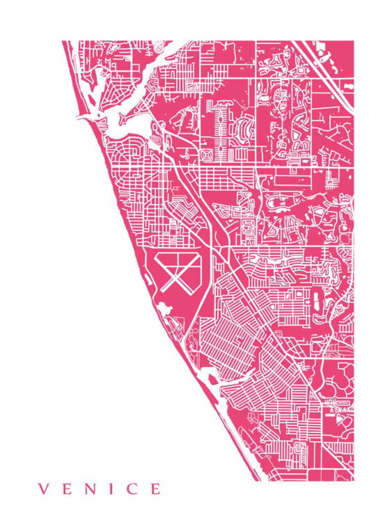 Venice Map Print Florida Poster - Etsy