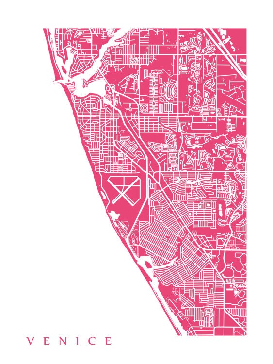Venice Map Print Florida Poster | Etsy