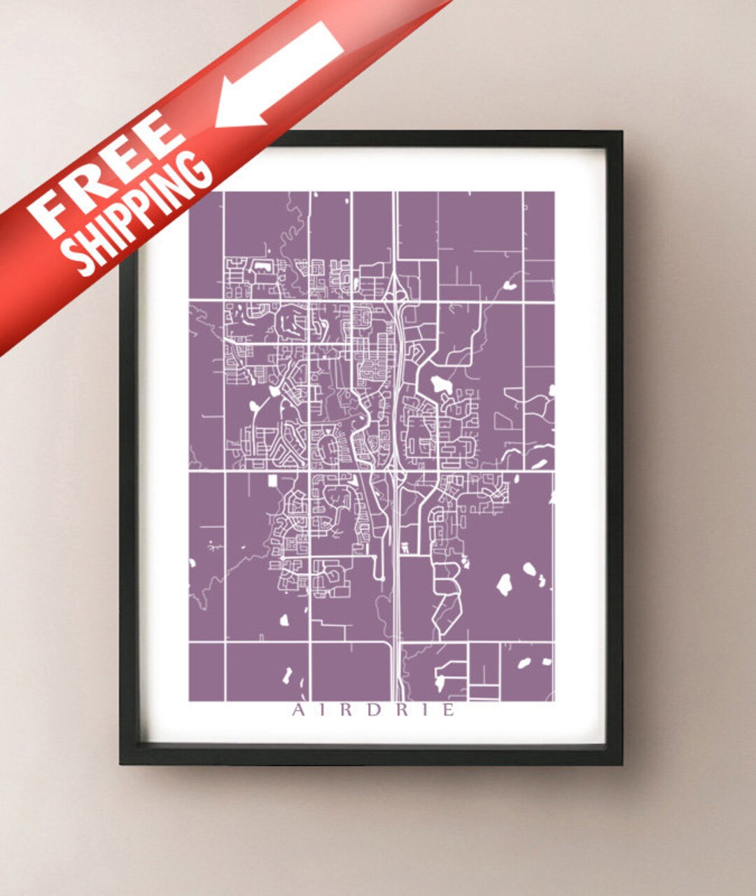 Airdrie, AB Map Art Print Etsy