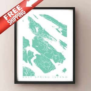 Salt Spring Island, Golfinseln, BC Karte Poster Print - British Columbia, Kanada