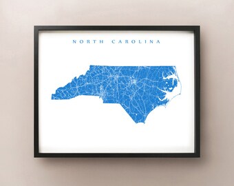 North Carolina map print