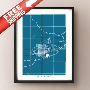 Wayne, NE Kaart Print - Nebraska Poster