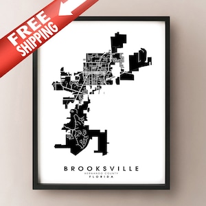 Brooksville, FL - Stadsgrenzen Kaart Afdrukken
