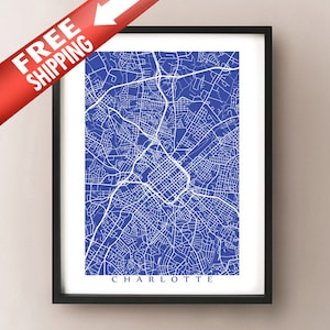 Charlotte Map - North Carolina Poster Print