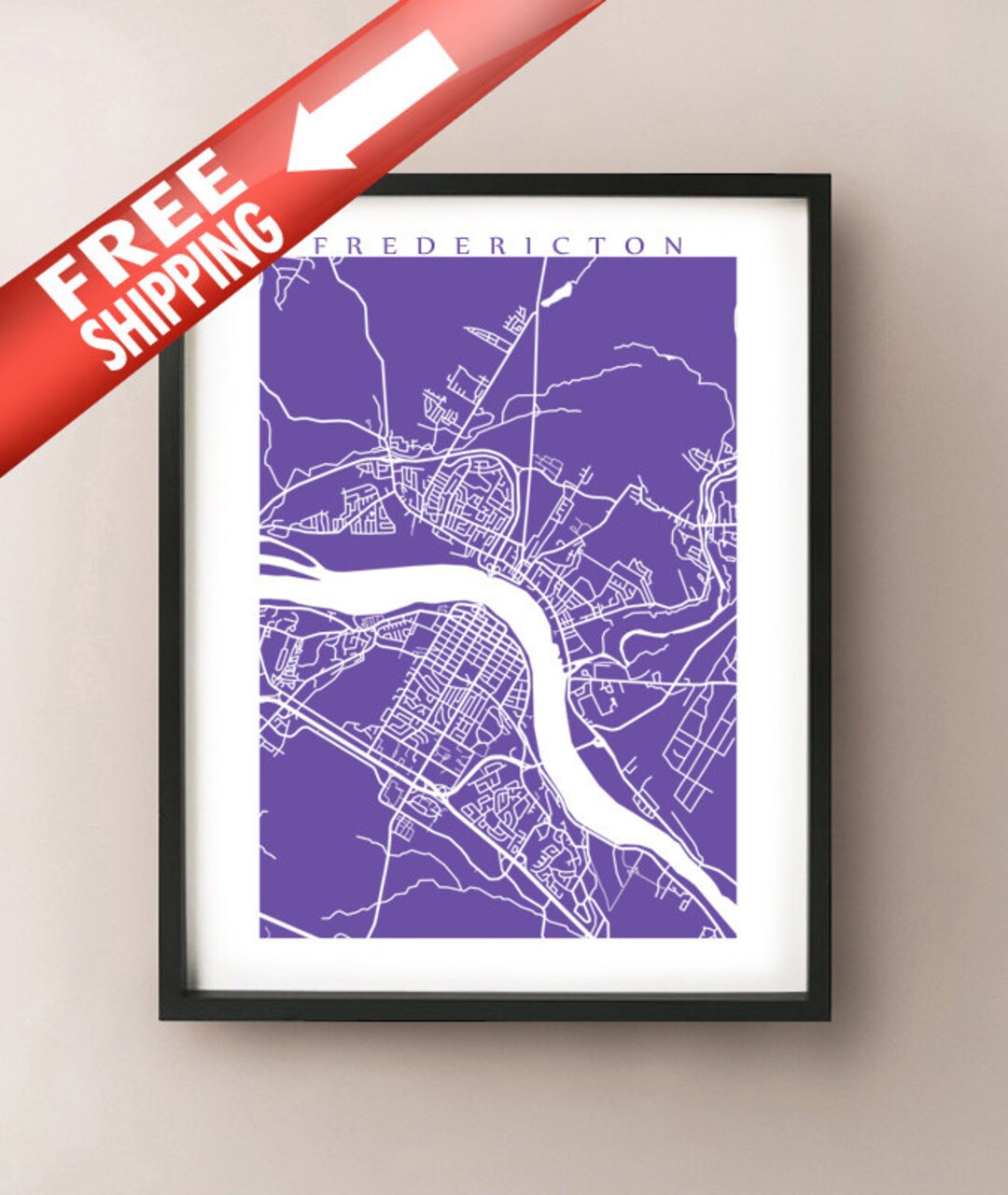 Fredericton Map - New Brunswick Art Poster - Etsy