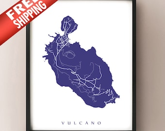Vulcano, Italy Map Print - Isola di Vulcano