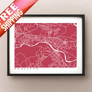 Kraljevo Karte - Краљево - Serbien Poster