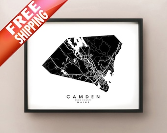 Camden, ME - Stadtplan Druck