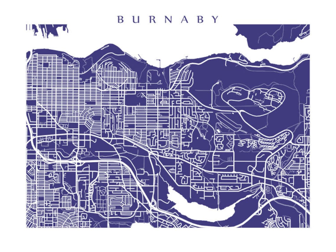 Burnaby Map Print British Columbia Home Decor BC Poster Etsy