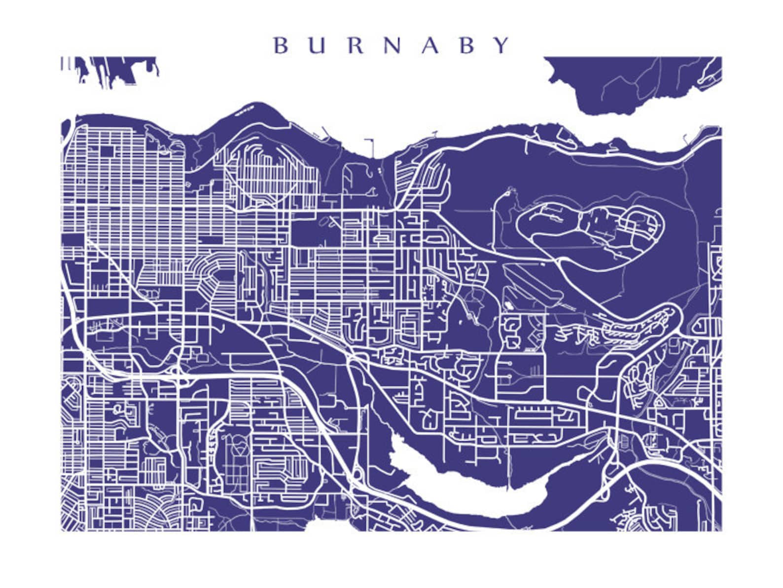 Burnaby Map Print British Columbia Home Decor BC Poster Etsy Canada