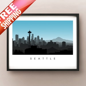 Seattle City Skyline Art - Washington Cityscape Poster Afdrukken