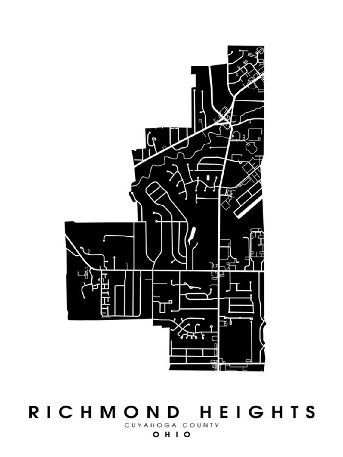 Richmond Heights OH City Limits Map Print Etsy