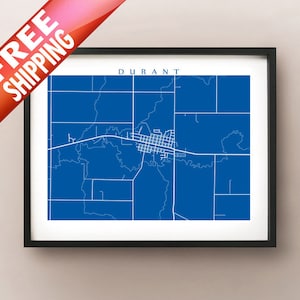 Durant, IA Map Print - Iowa Art Poster