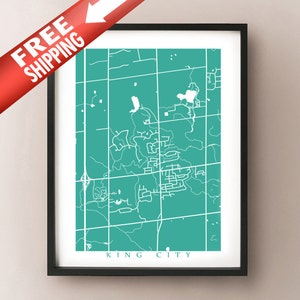 Mapa de King City - Arte del cartel de Ontario
