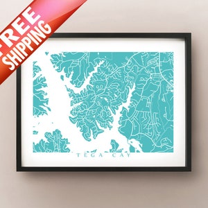 Tega Cay, SC Mapa Impresión - Arte Cartel de Carolina del Sur
