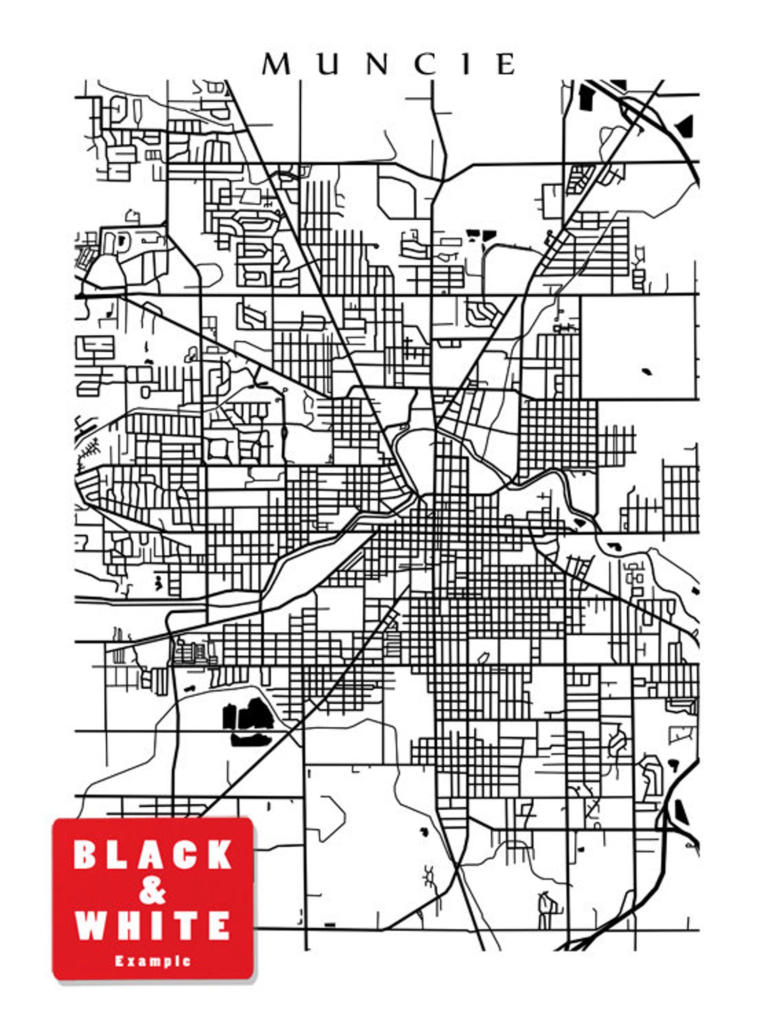 Muncie IN Map Art Print Etsy