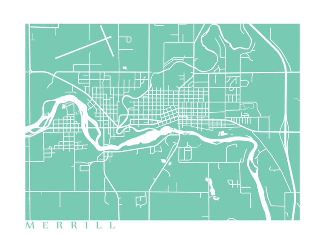 Merrill WI Map Print Wisconsin Poster Etsy