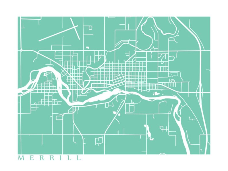 Merrill WI Map Print Wisconsin Poster Etsy