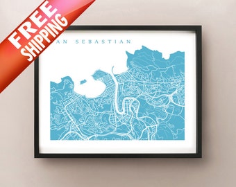San Sebastian Map - Donostia, Basque County Spain Art Print