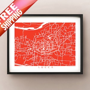 Lucca Karte Druck - Italien Kunst Poster