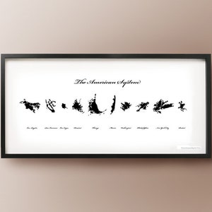 Impression artistique de la carte des États-Unis, silhouette de la ville
