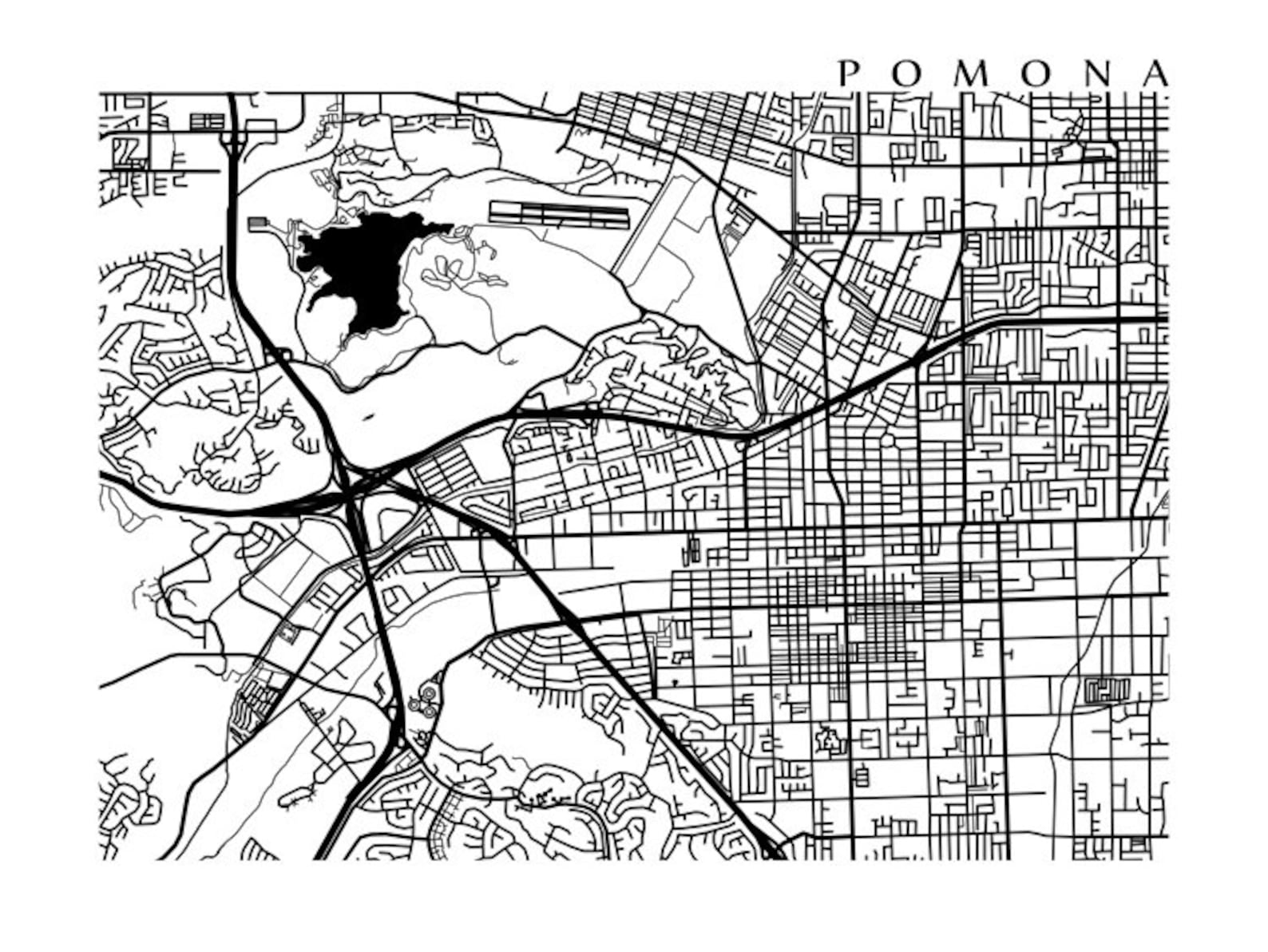 Pomona Map California Print Etsy