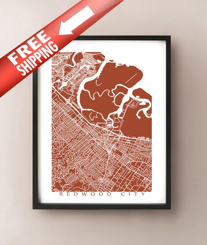 Redwood City California Mapa, Redwood City Print, Redwood City Poster,  Personalizado mapa de boda arte regalo para pareja, mapa de la ciudad  personalizado -  México