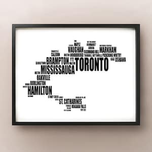 Carte typographique de Toronto - Polices de la ville de Toronto/Golden Horseshoe