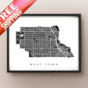 Carte de West Town - Chicago Neighbourhood Art Print
