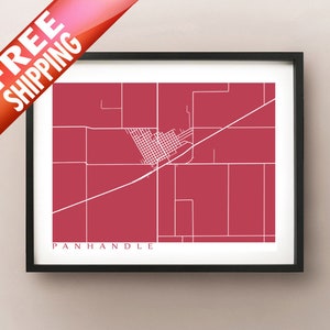 Panhandle, TX Karte Drucken - Texas Poster