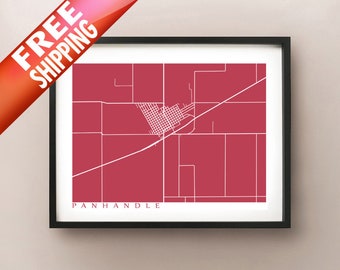 Panhandle, TX Map Print - Texas Poster