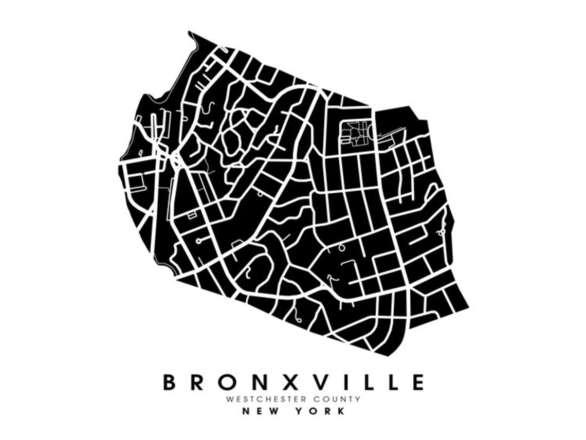 Bronxville NY City Limits Map Print Etsy