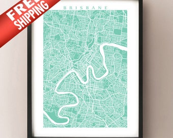 Brisbane Map Print - Australia Poster Art