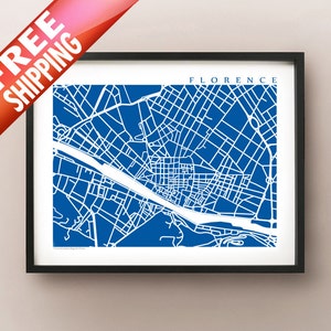 Central Florence Map Art Print - Kies uw kleur