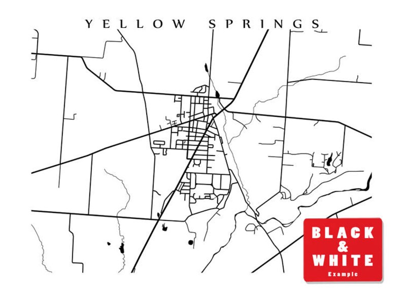 Yellow Springs Map Ohio Poster Print Etsy