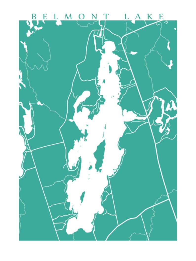 Belmont Lake Map Crowe River Print Peterborough County Etsy Canada