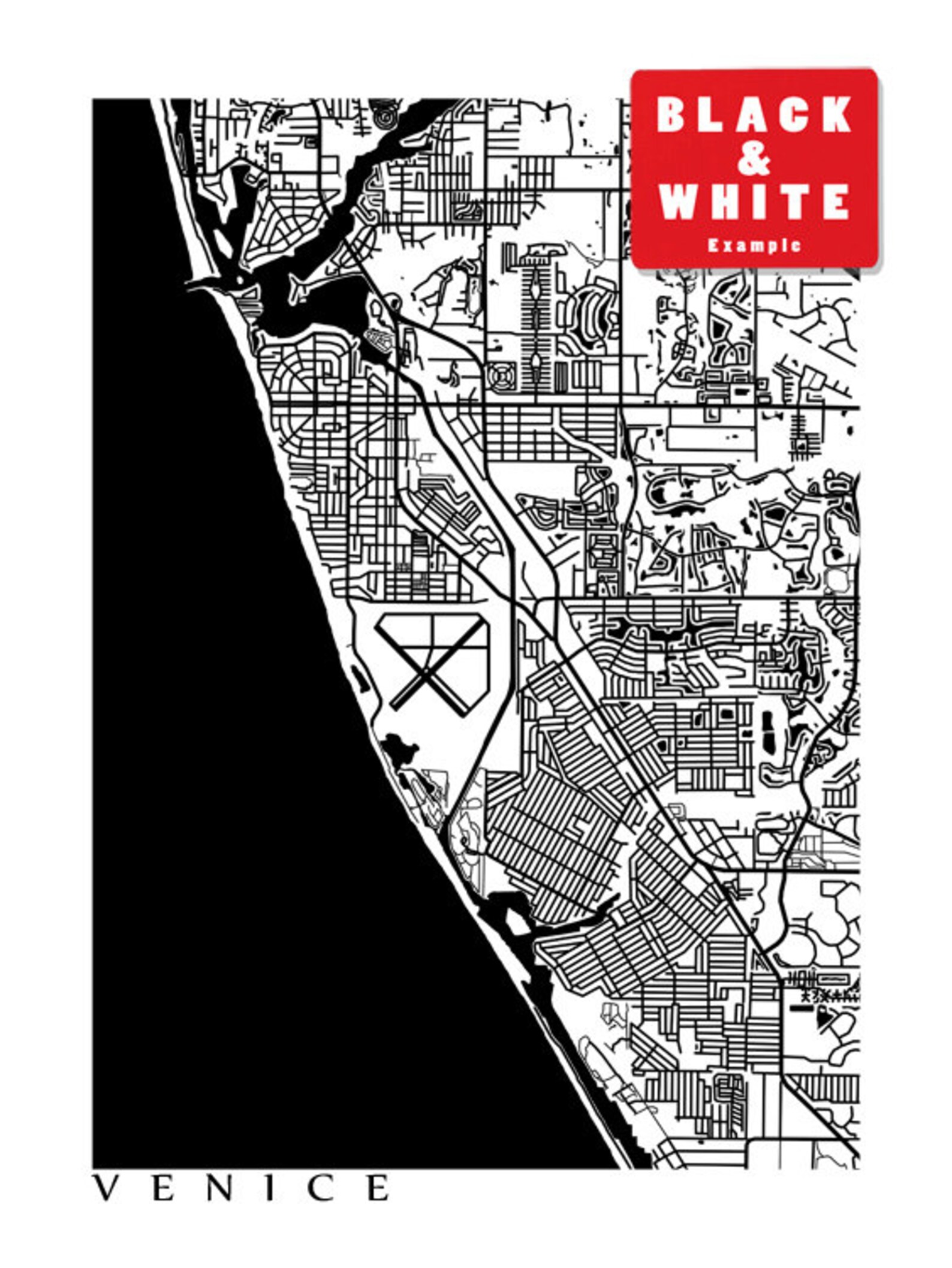 Venice Map Print Florida Poster - Etsy