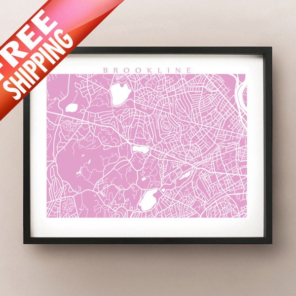 Brookline, MA Map Print - Massachusetts Poster