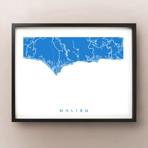 Malibu Map Print - Kalifornien Kunstplakat