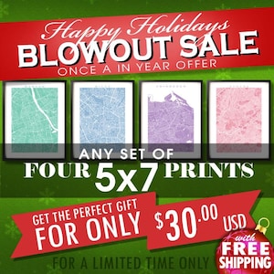 Vier prints van 5 x 7 voor USD 30 - kerstuitverkoop - kies een willekeurige vier 5 x 7 inch - korting bij meerdere bestellingen - kaartkunstdecor