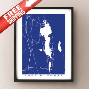 Lake Dunmore, VT Map Print - Vermont Art Poster