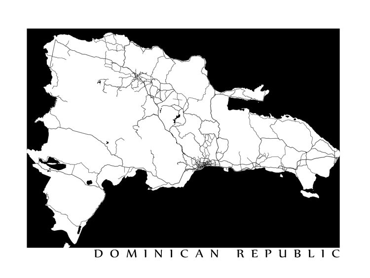 Dominican Republic Map | Etsy