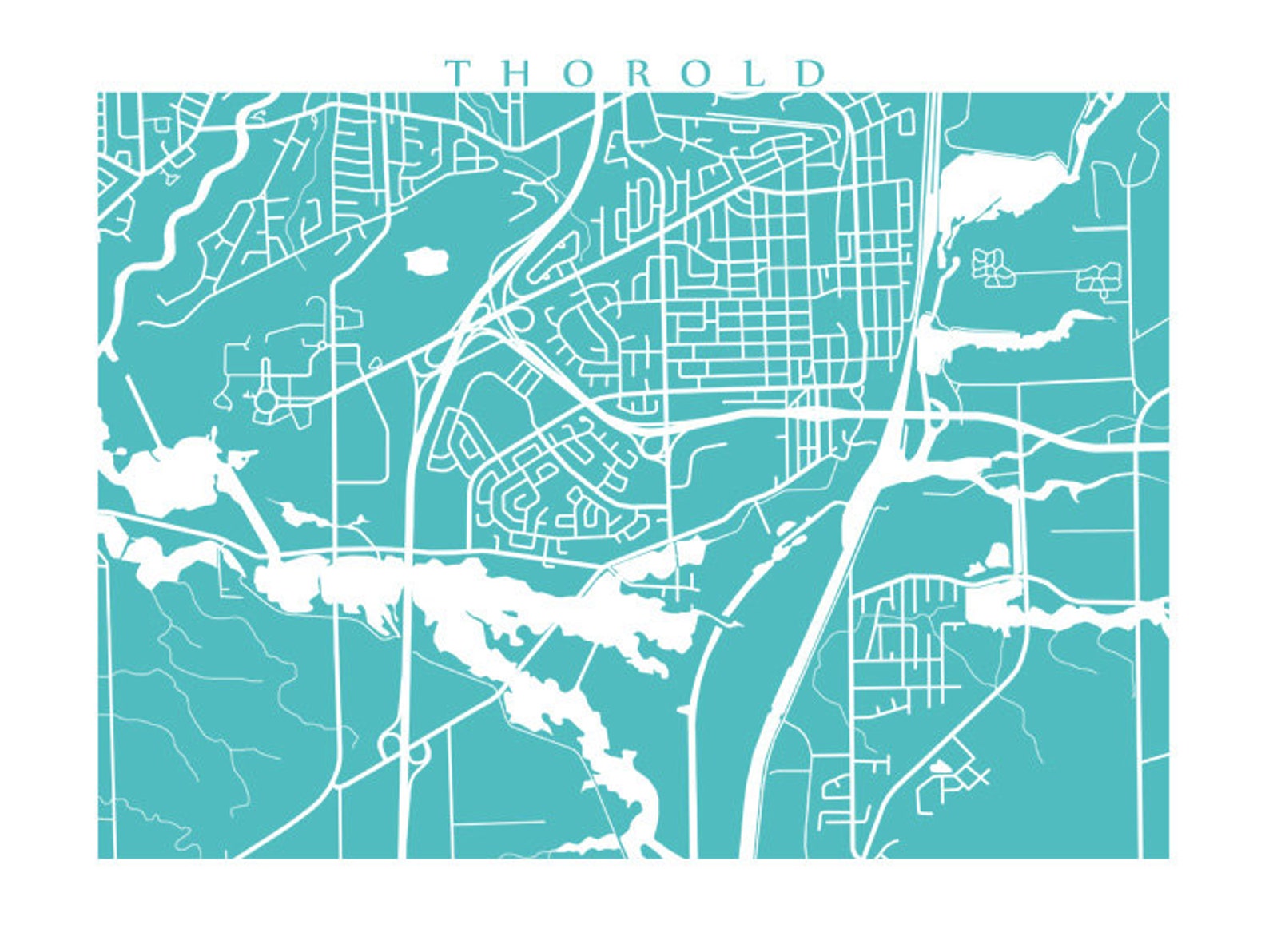 Thorold ON Map Canada Wall Art Ontario Niagara Region Etsy