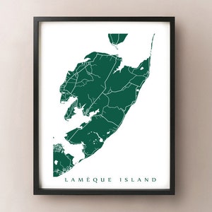 Carte de l’île Lamèque - Affiche d’art du Nouveau-Brunswick
