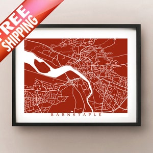 Barnstaple Mapa Impresión - Arte de pared del Reino Unido - Cartel de Inglaterra