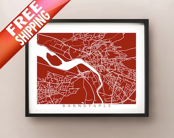 Barnstaple Map Print - UK Wall Art - England Poster