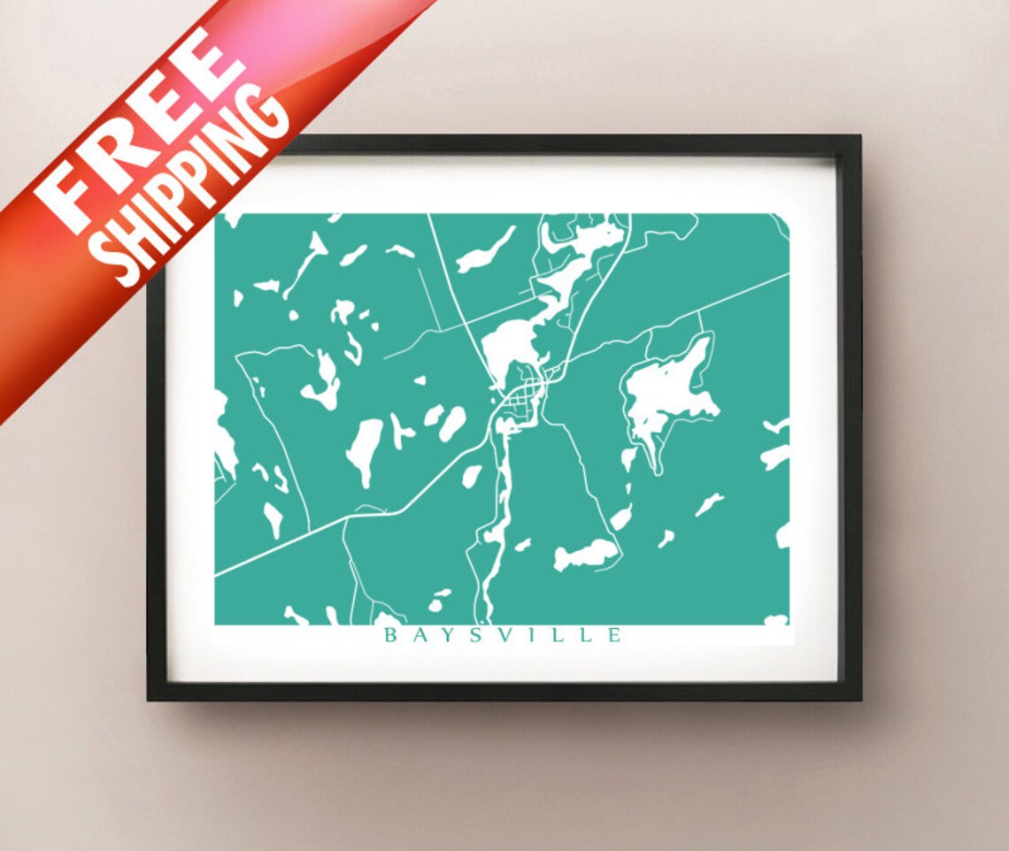 Baysville Map Print Lake of Bays Muskoka Ontario Art Etsy