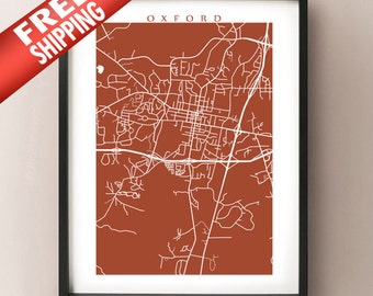 Oxford Kaart Print - Mississippi Art Poster