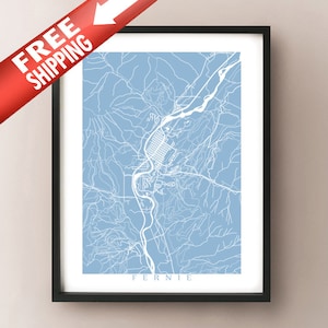 Fernie, BC Carte Poster Print - Colombie-Britannique, Canada