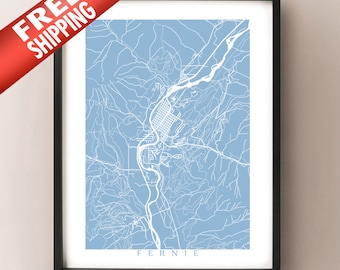 Fernie, BC Map Poster Print - British Columbia, Canada